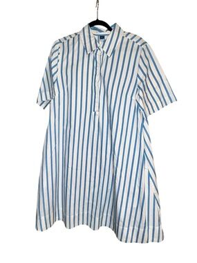 Old Navy Large TALL Blue & White Vertical Stripe Shirt Dress